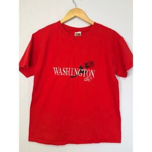 Vintage Washington DC T-Shirt Embroidered Red Rose Y2K M Americana Streetwear